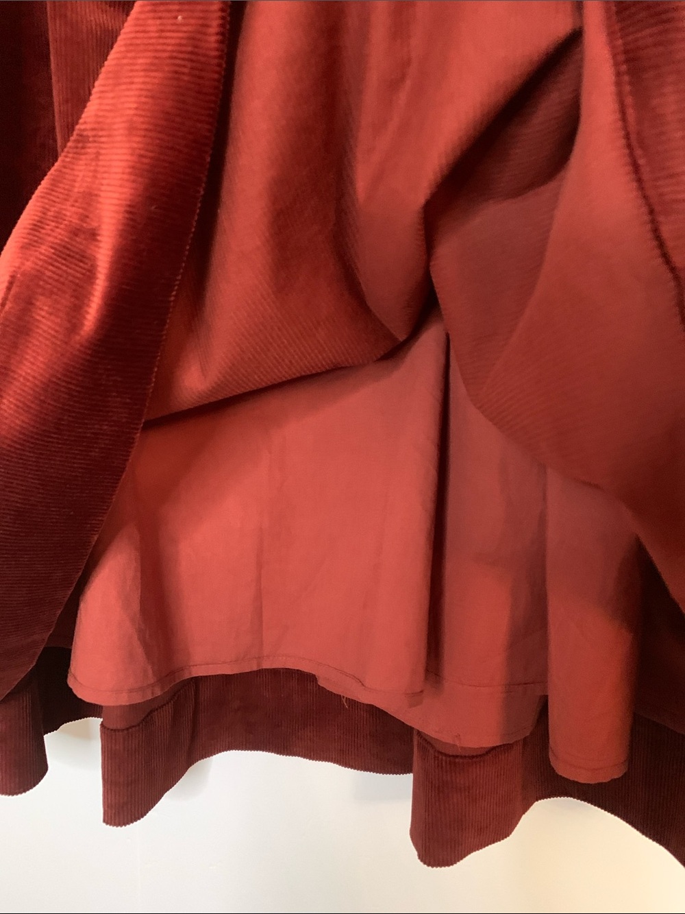 NWT A Loves A Vine Red Corduroy Tiered Midi Bohemian Skirt Size L - Picture 7 of 10